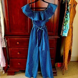 Flying Tomato Off the Shoulder Flare Jumpsuit